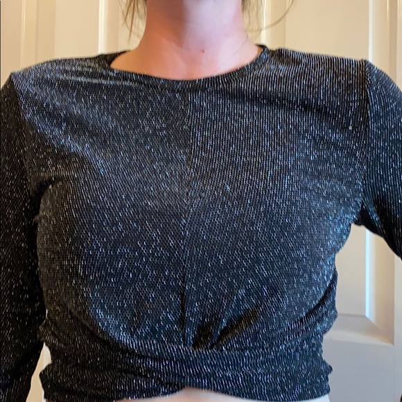 h&m sparkly long sleeve crop - Picture 1 of 3